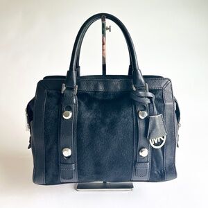 Michael Kors Black Genuine Leather Real Fur Tote